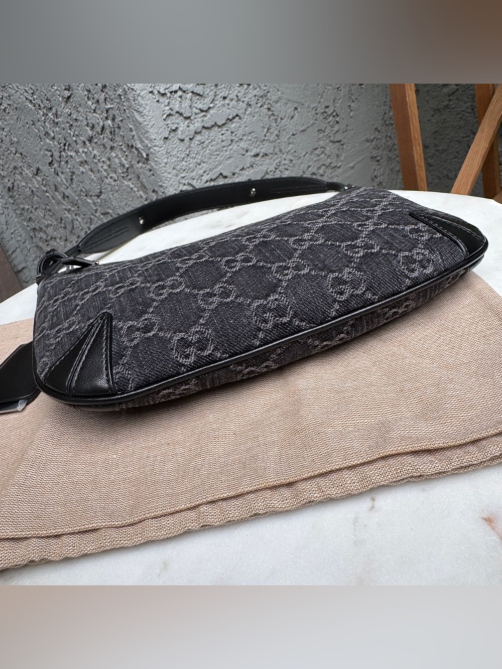 Gucci Horsebit Monogram Denim Slim Shoulder Bag - Picture 10 of 15